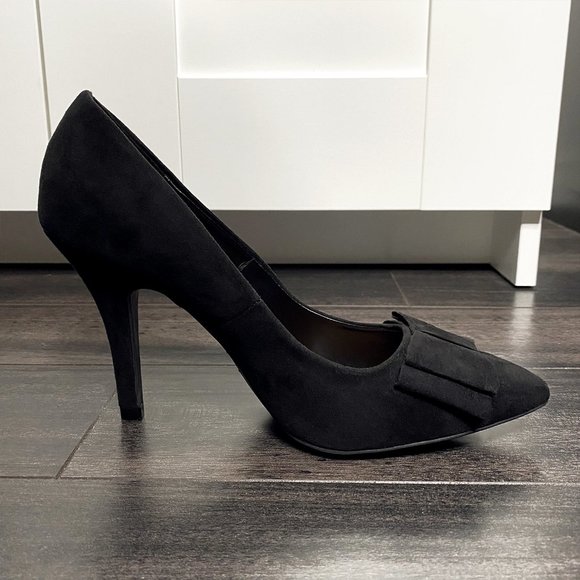 K Studio - Black Suede Heels w Bow Detail - 6.5 - Picture 5 of 9